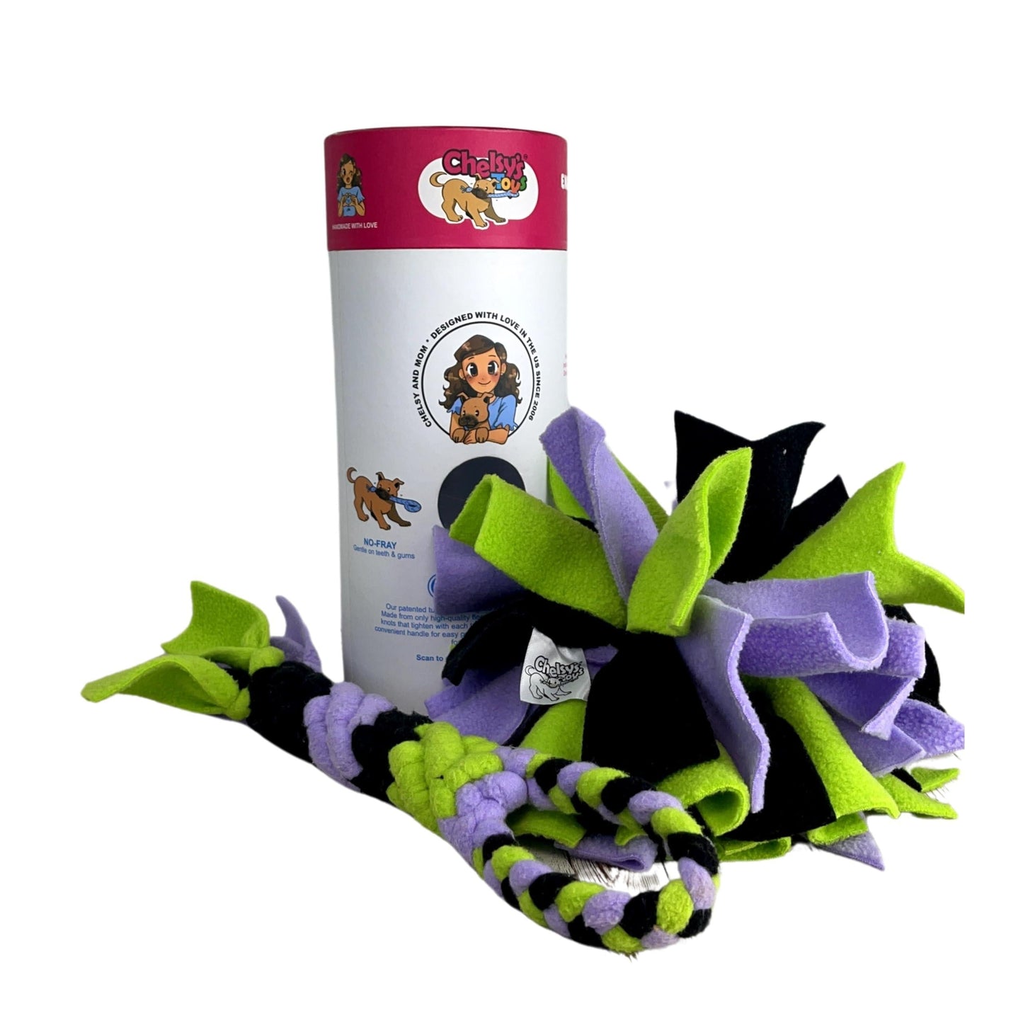 Chelsy'S Toys 3 in 1 Enrichment Tube for Dogs Tug Toy Treat Dispenser & Snuffle Ball Durable Rope Dog Toy Interactive Dog Treat Puzzle for Large Dogs & Puppies (Lavander)